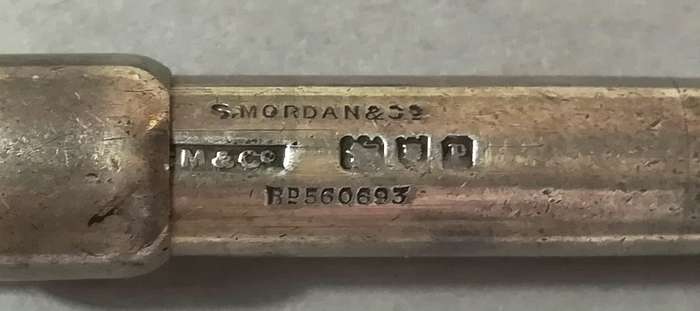 **RARE** SAMSON MORDAN STERLING SILVER LONDON 1910 SLIDE PROPELLING PENCIL HOLDER 10X65MM 23 GRAMS