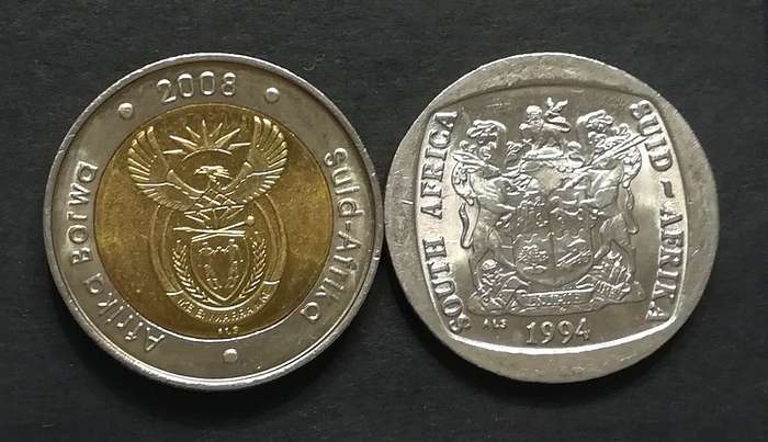 MANDELA 5 RAND COMBO 2008 + 1994 (2 COINS)