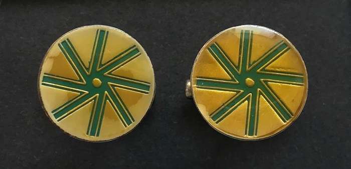 Sterling Silver Enamel Birmingham 1957 Cufflinks 18mm 9.3 grams