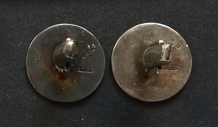 Sterling Silver Enamel Birmingham 1957 Cufflinks 18mm 9.3 grams
