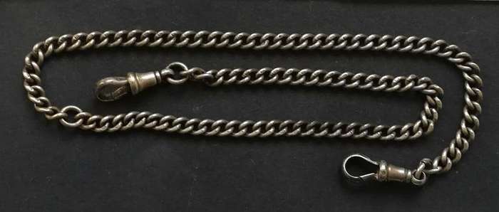 STERLING SILVER FOB CHAIN *ALL LINKS MARKED* 400MM 23 GRAMS
