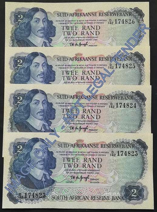 T W DE JONGH 2 RAND 2ND ISSUE *4 NOTES SEQUENCE*