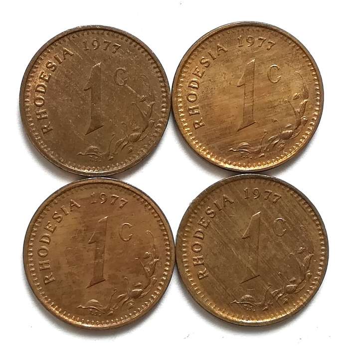 RHODESIA 1977 CENT **EXCELLENT** (4COINS)