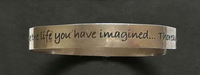 STERLING   *FOLLOW DREAMS* LIVE LIFE YOU HAVE IMAGINED THOREAU BANGLE - BLUE TURTLE 180MM 13.7 GRAMS