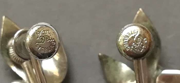 STERLING SILVER AND BLUE GLASS? VAN DELL EARRINGS 10X20MM