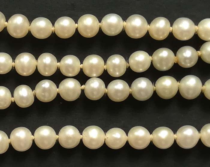 STRING CULTURED PEARLS STERLING SILVER CLASP 450MM X 5MM