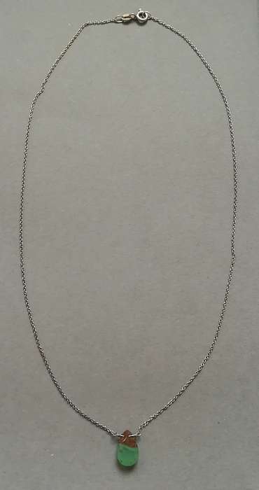 STERLING SILVER ITALY CHAIN WITH DROP PENDANT 410X10X8MM 1.4 GRAMS