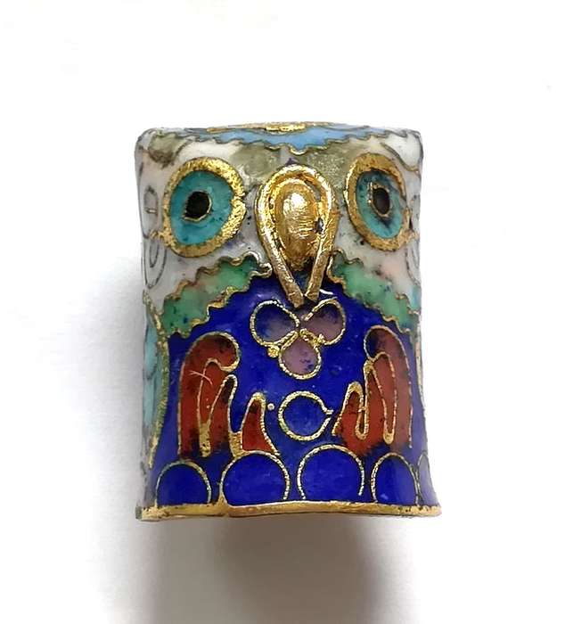 CLOISONNE THIMBLE- OWL