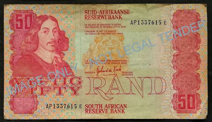 GERHARD DE KOCK 50 RAND **FILLER NOTE**