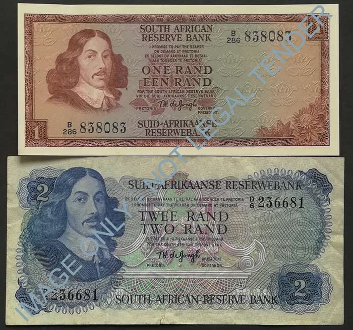 T W DE JONGH 1 + 2 RAND 2ND ISSUE (2 NOTES)
