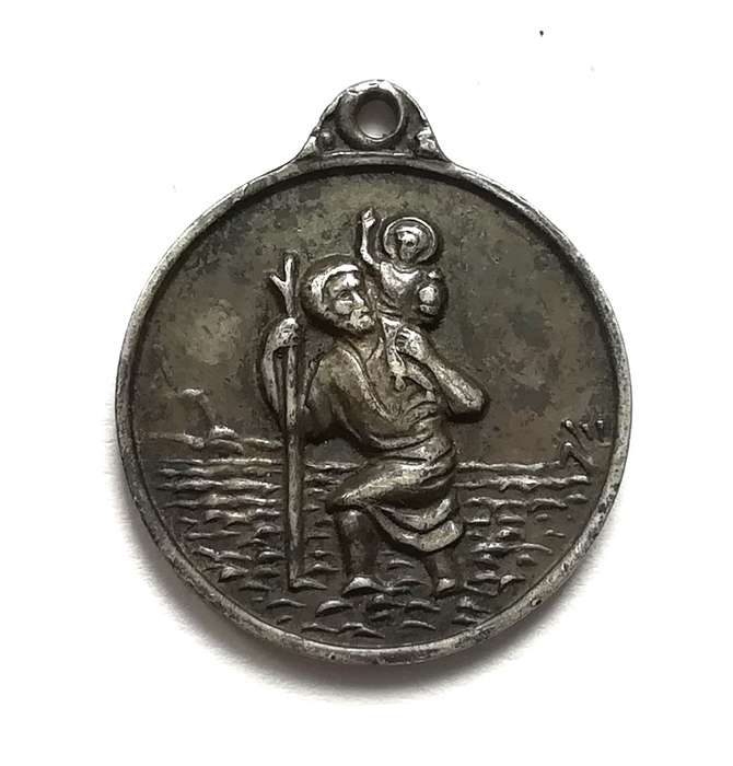 STERLING SILVER ST CHRISTOPHER PENDANT 16MM 2.3 GRAMS