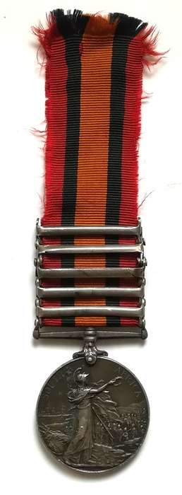 QUEENS SOUTH AFRICA MEDAL FULL SIZE 5 CLASPS 5823 SPR W FELL WND PTP RE