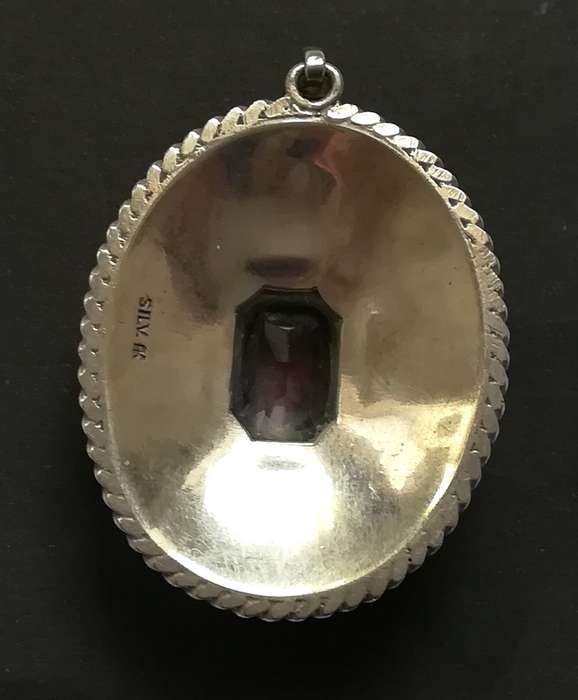 STERLING SILVER AND RHINESTONE PENDANT 17.8 GRAMS 32X44MM