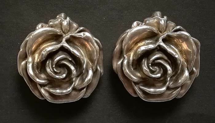 STERLING SILVER ROSES EARRINGS 35MM 20.7G