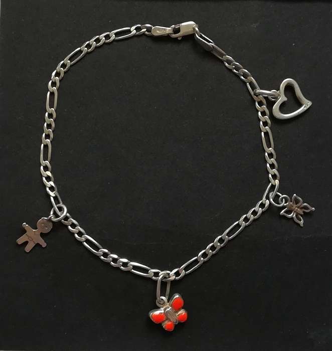 STERLING SILVER CHARM BRACELET 4.4G 190MM