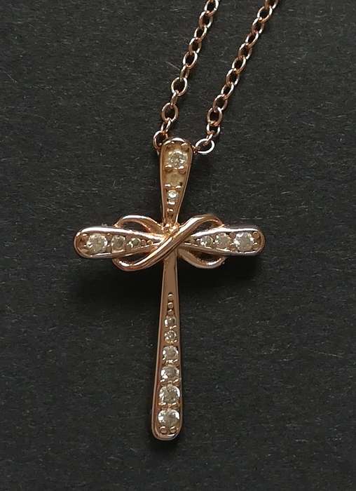 GOLD PLATED  STERLING SILVER CHAIN 400MM + CROSS PENDANT 15X24MM 2.7 GRAMS