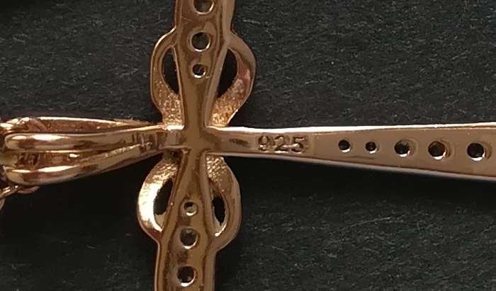 GOLD PLATED  STERLING SILVER CHAIN 400MM + CROSS PENDANT 15X24MM 2.7 GRAMS