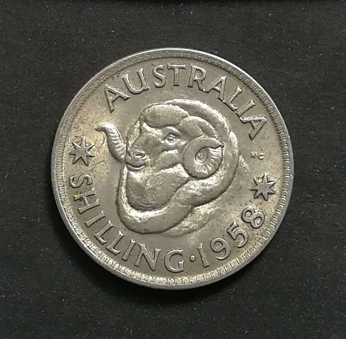 AUSTRALIA 1958 SILVER SHILLING