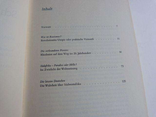 SCHWARZ UND WEISS IN AFRIKA, WIRKLICHKEIT UND LEGENDEN, RHODESIEN UND SUEDWESTAFRIKA. KURT ZIESEL