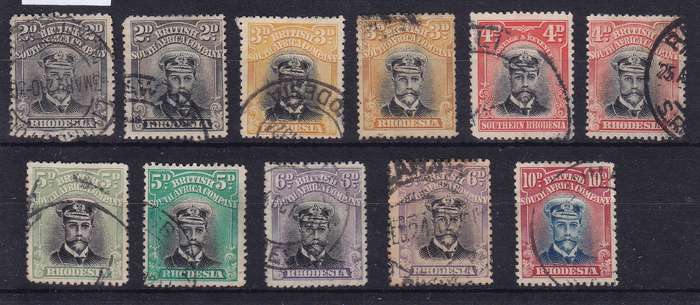 RHODESIA BSAC ADMIRALS DIE 111B SG 257-269 RANGE USED    CV R6200