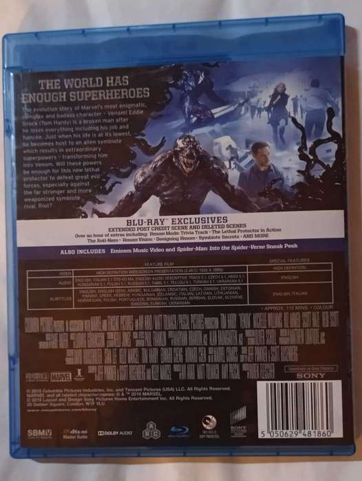 Venom (Tom Hardy) on Blu-ray