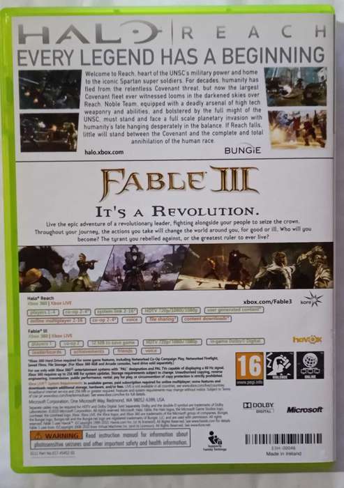 Halo Reach and Fable III Double Pack (Xbox 360 PAL, CIB, Mint)
