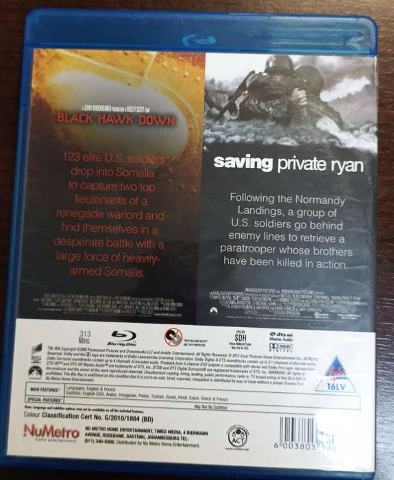 Black Hawk Down and Saving Private Ryan on Blu-ray