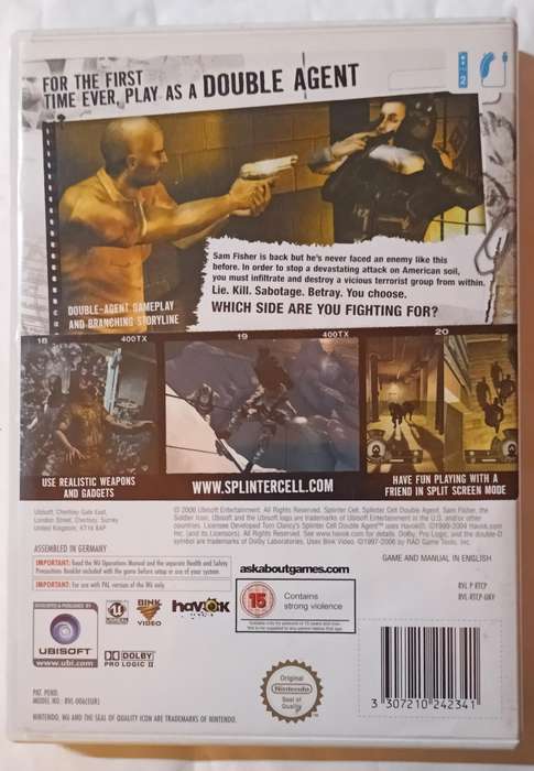 Splinter Cell Double Agent for Nintendo Wii PAL CIB