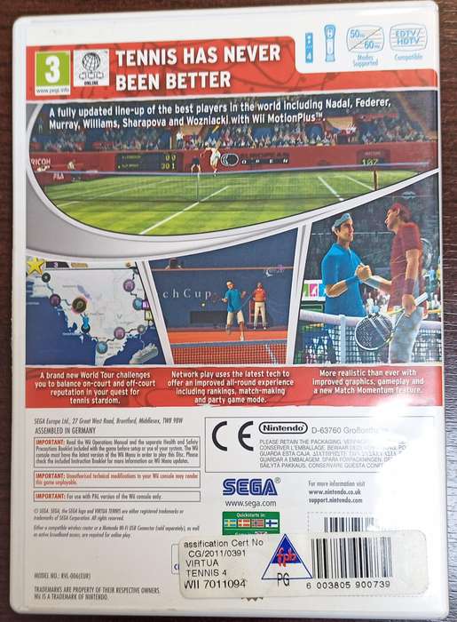 Virtua Tennis 4 for Wii - PAL CIB Mint