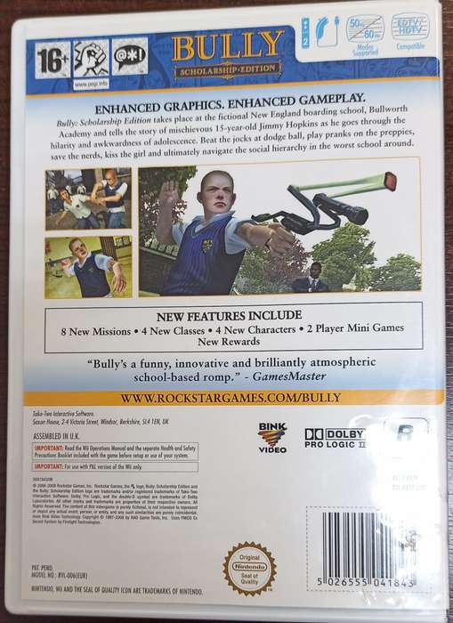 Bully Scholarship Edition for Nintendo Wii - PAL CIB Mint New