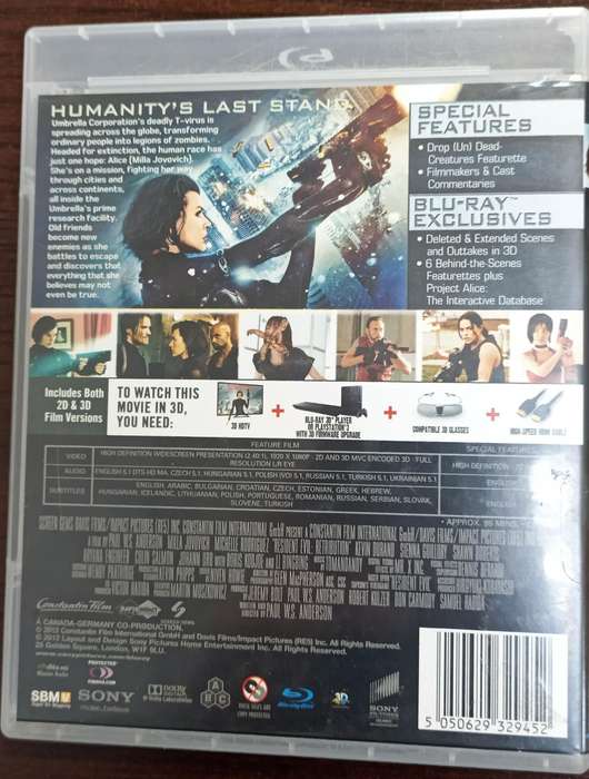 Resident Evil Retribution on Blu-ray 2D +3D