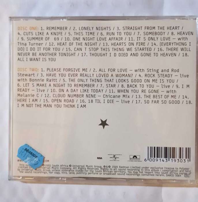 Bryan Adams Anthology (2 X CDs)