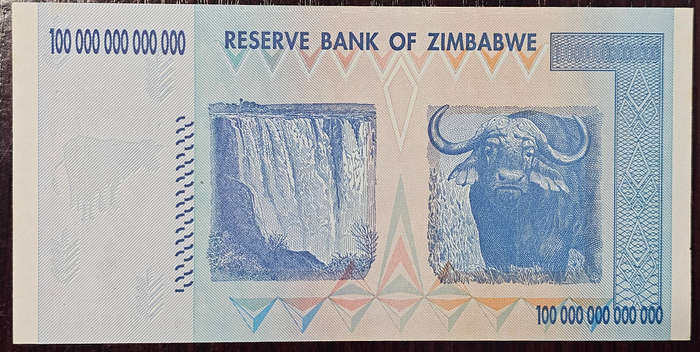 10 x UNC Sequential One Hundred Trillion Zim Dollar Notes