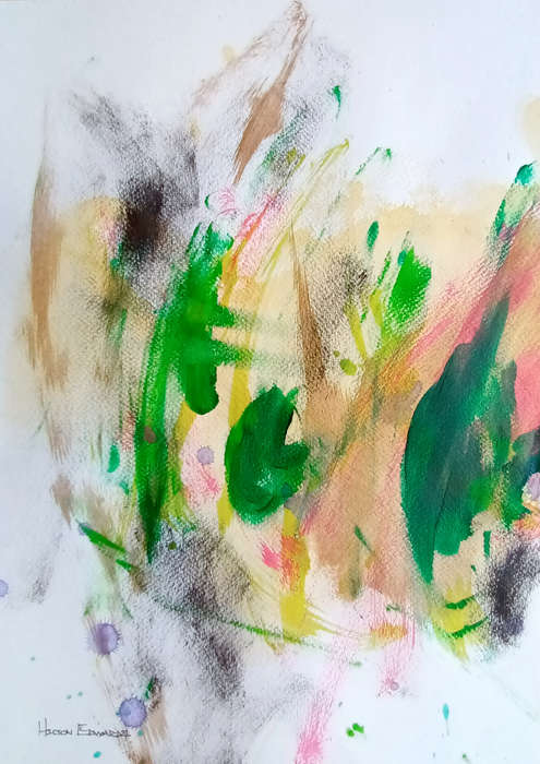 set of three - frog on skateboard oil painting