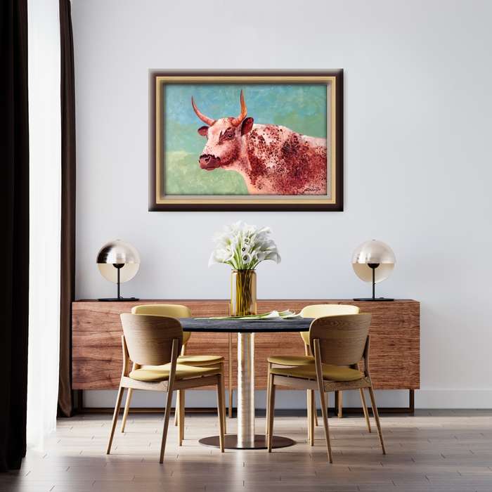 mark enslin oil painting  nguni cow