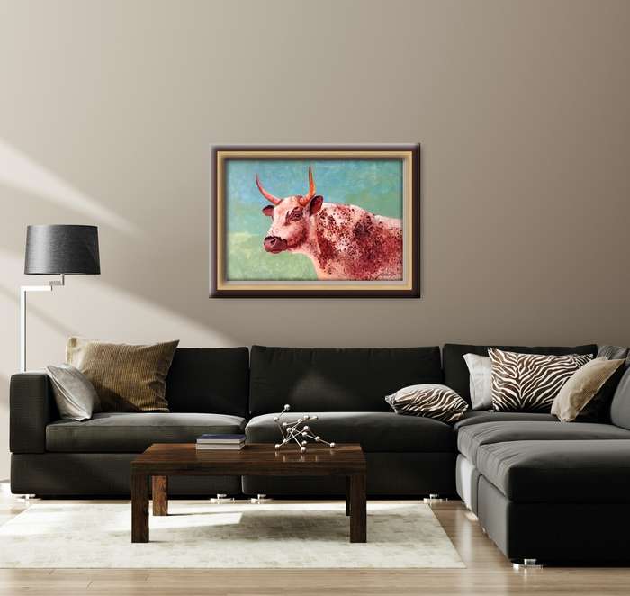 mark enslin oil painting  nguni cow