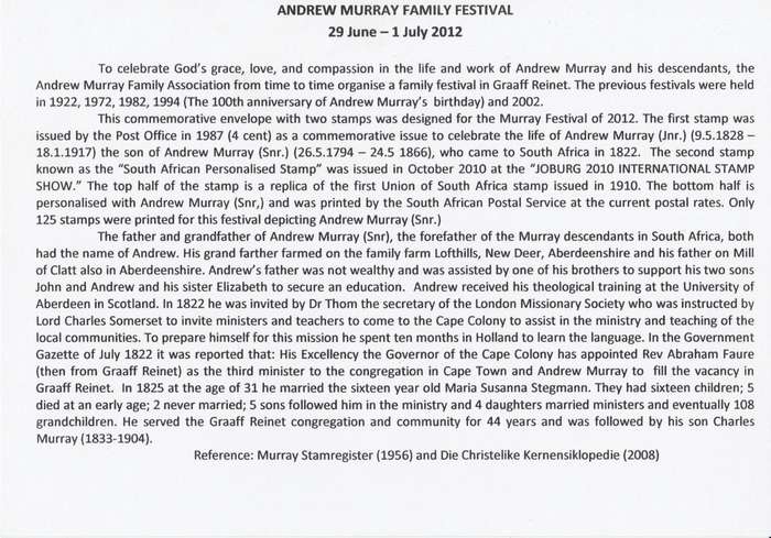 RSA 2010 International Stamp Show - 1st SA Personalised Stamp Collection