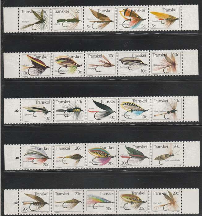 Transkei Fishing Flies 1980-1984 series 1 to 5 [SACC R62.50]