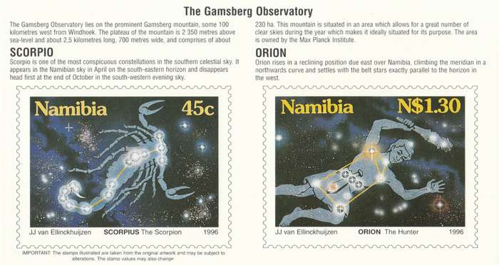 NAM 1996-09-12 Stars in the Namibian Skys FDC 2.17 [SACC R11]