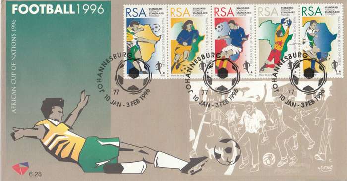 RSA 1996-01-10 Soccer African Cup of Nations FDC 6.28 [SACC R35]
