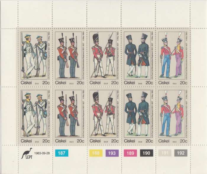 Ciskei SACC 047-051 x10 (1983-09-28) British Military Uniforms [SACC R25]