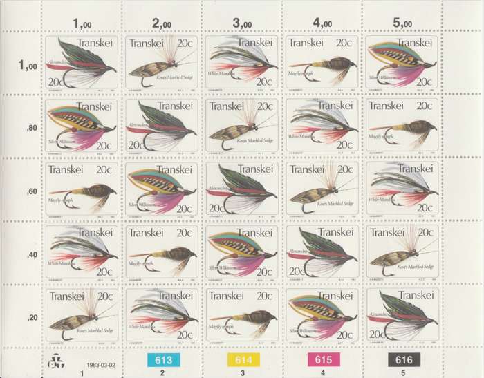 Transkei SACC 116-120 x25 (1983-03-02) Fishing Flies - 4th series [SACC R62.50]