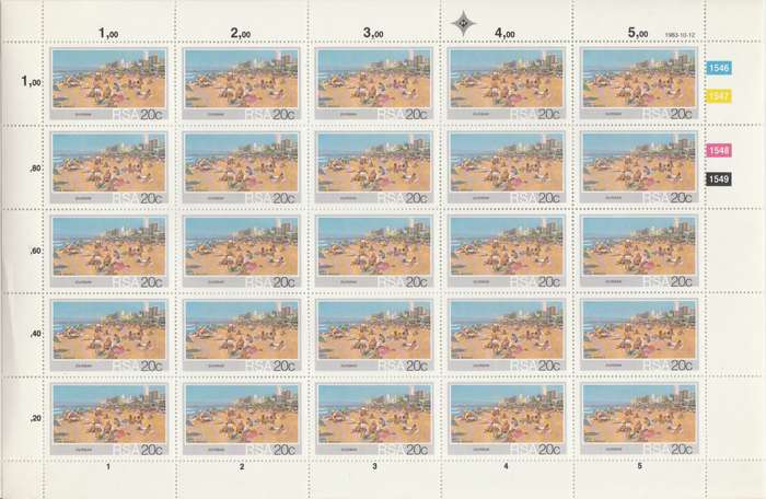 RSA SACC 554 x25 (1983-10-12) Tourism, SA Beaches - Durban Beach [SACC R62.50]