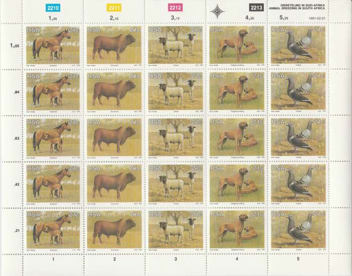 RSA SACC 741-745 x25 (1991-02-21) Animal Breeding in SA [SACC R75]