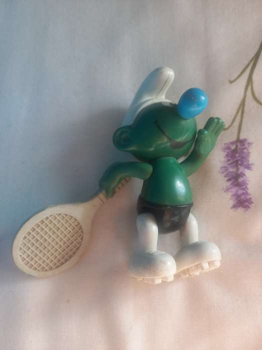 Smurf with Tennis Racket- large size - movable arms and legs