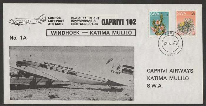 AVIATION 1978 CAPRIVI 102 COVER #1A - INAUGURAL FLIGHT CAPRIVI 102 WINDHOEK - KATIMA MULILO
