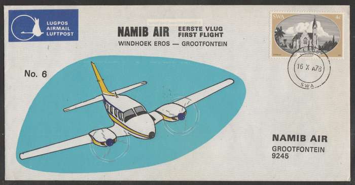 AVIATION 1978 NAMIB AIR COVER #6 - 1ST FLIGHT WINDHOEK TO GROOTFONTEIN