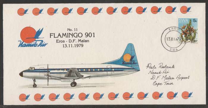 AVIATION 1979 NAMIB AIR COVER #11 - FLAMINGO 901 EROS TO DF MALAN