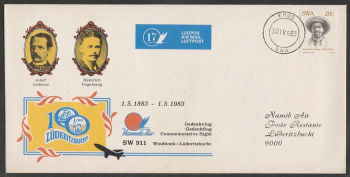 AVIATION 1983 NAMIB AIR COVER #17 - COMM FLIGHT WINDHOEK TO LUDERITZBUCHT