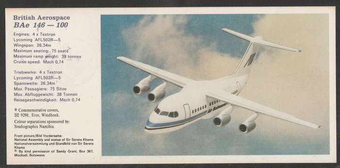 AVIATION 1991 NAMIB AIR CARD #44 - FIRST DIRECT SCHEDULED FLIGHT GABORONE TO WINDHOEK